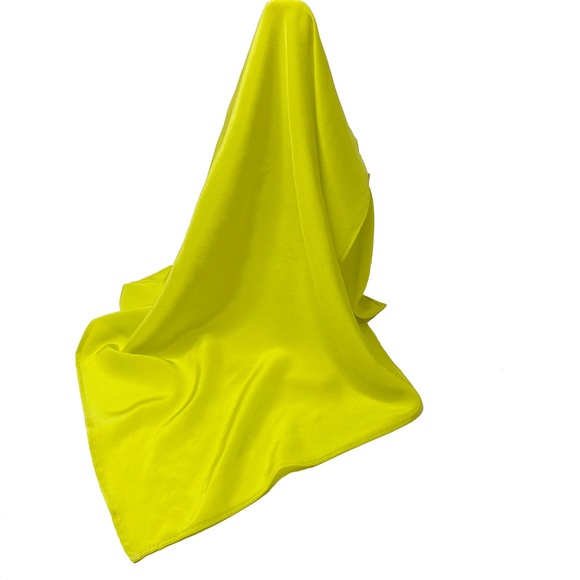 NWT SILKLETTE Flasher Dasher 100% Fine Silk Kerchief Scarf FLUORESCENT YELLOW - Picture 6 of 8